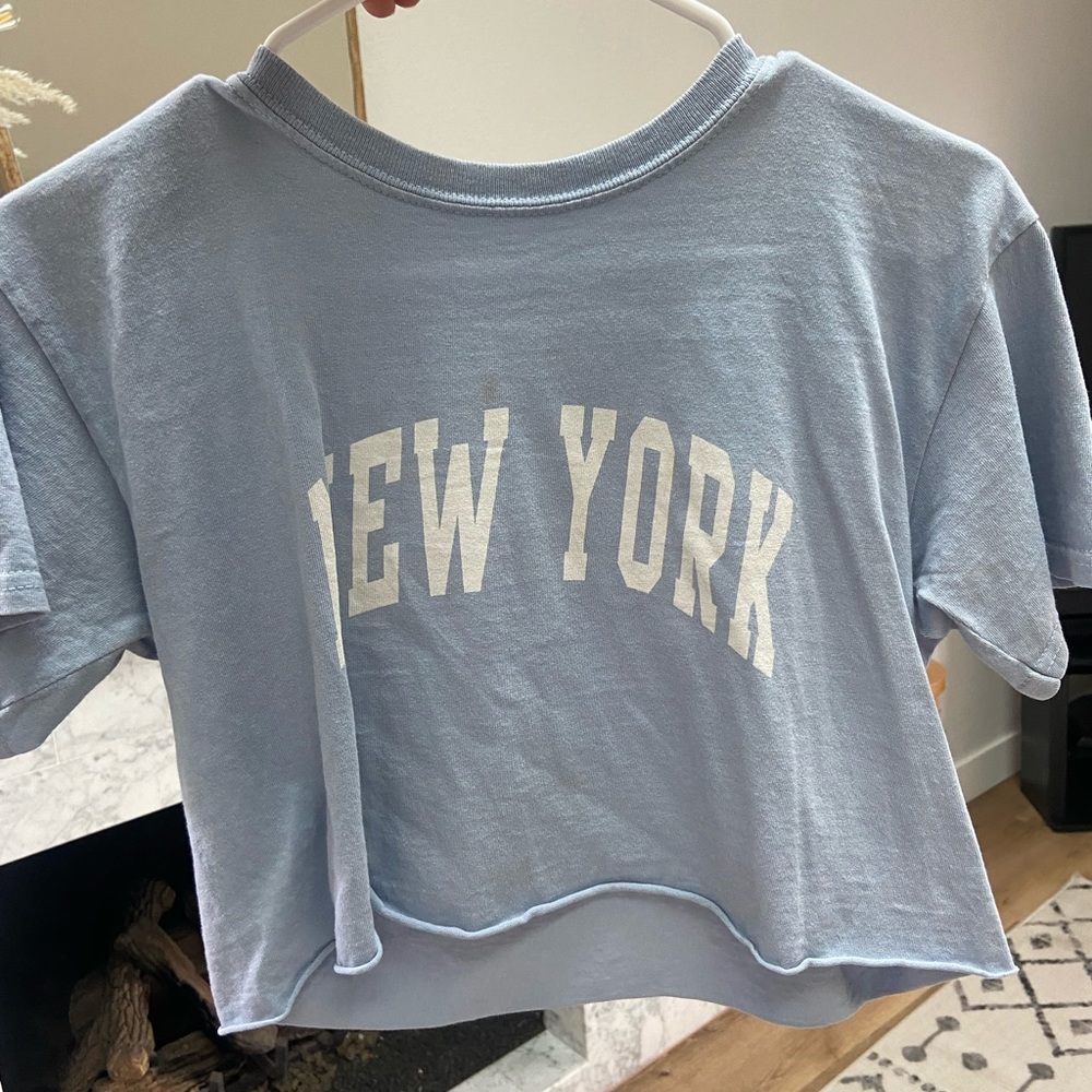 Brandy Melville Blue New York Cropped Top